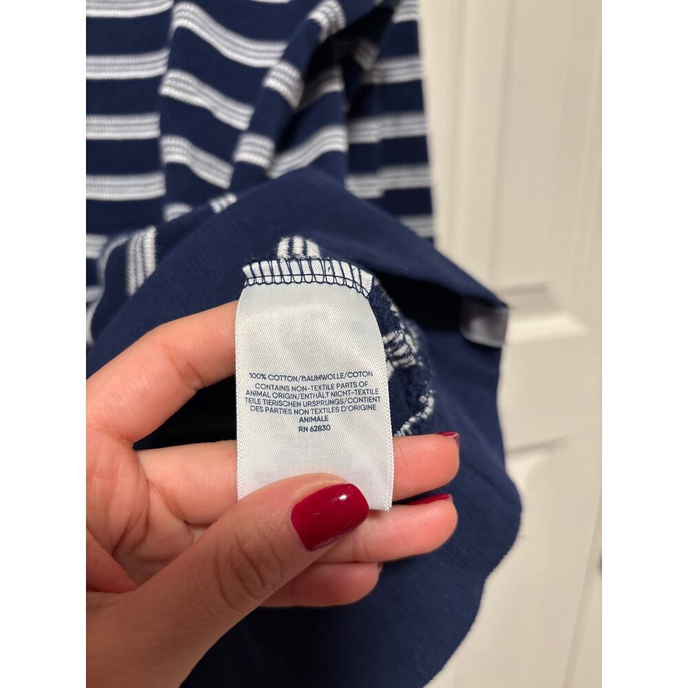 Lands' End Navy White Striped 1/4 Zip Pullover L - Picture 6 of 7